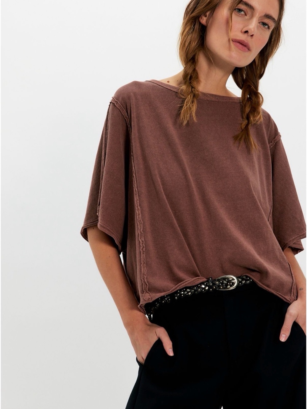 Free People We The Free Next Level Tee in Root Beer Brown Sizes XS & M NWT